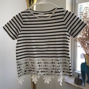 Zara stripe top with lace